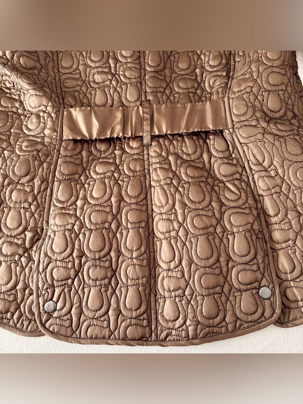 KERRITS Equestrian Brown Horseshoe Quilted Riding Jacket Carob Size Large EUC - Picture 8 of 11